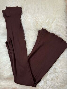 Fashion Nova Ribbed Wide Leg Pants - Chocolate Brown